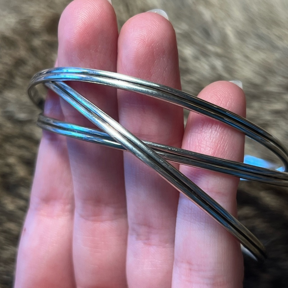 Sterling Silver Triple Interlocking Bracelet - image 2